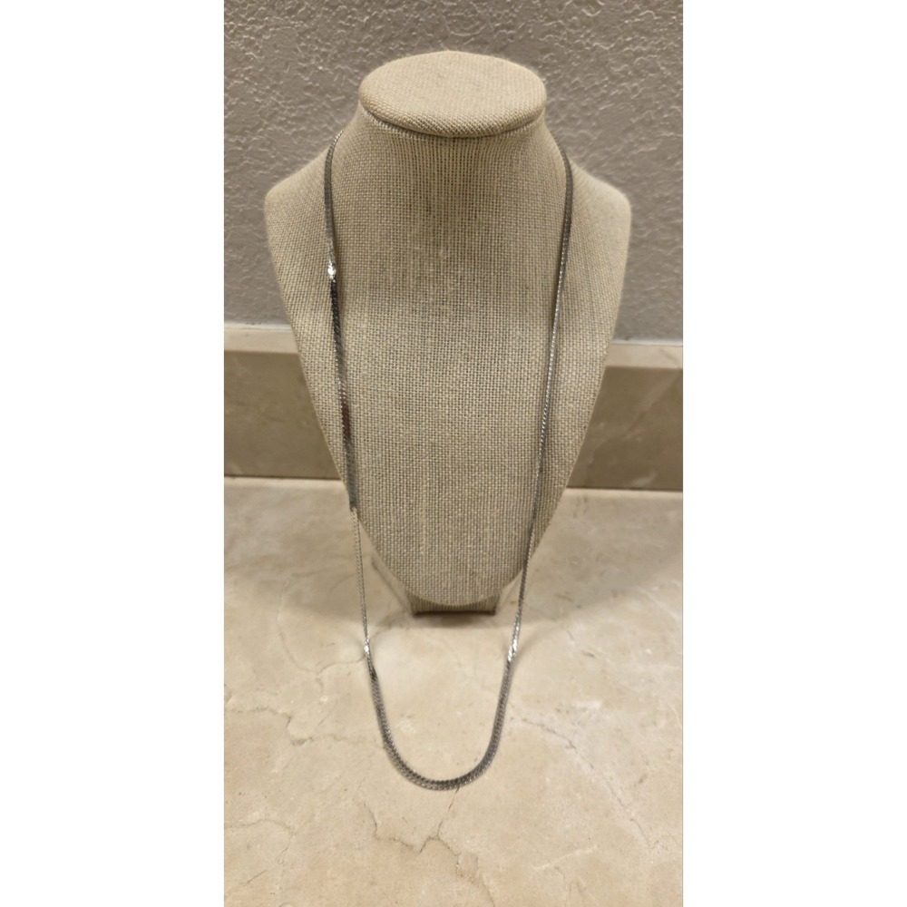 Vintage Extra Long Trifari Herringbone‎ Necklace 29.75" 1980s